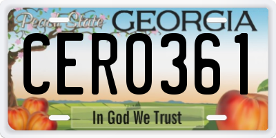 GA license plate CER0361