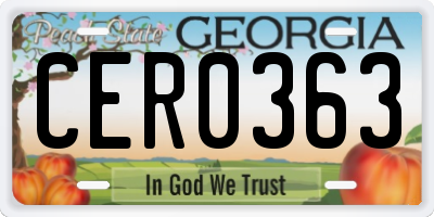GA license plate CER0363
