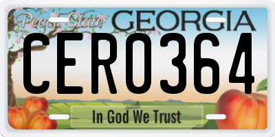 GA license plate CER0364