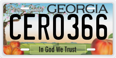 GA license plate CER0366