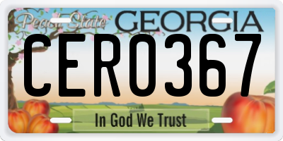 GA license plate CER0367