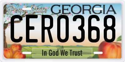 GA license plate CER0368