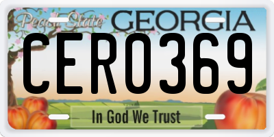 GA license plate CER0369