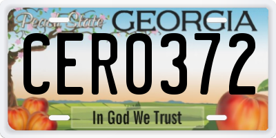 GA license plate CER0372
