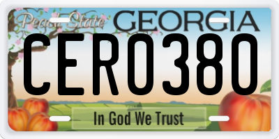 GA license plate CER0380