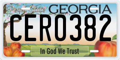 GA license plate CER0382