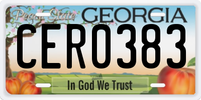GA license plate CER0383