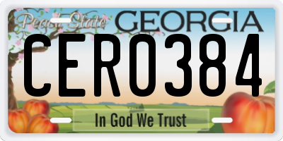 GA license plate CER0384
