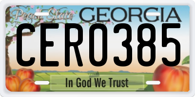 GA license plate CER0385