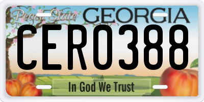 GA license plate CER0388