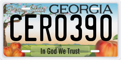 GA license plate CER0390