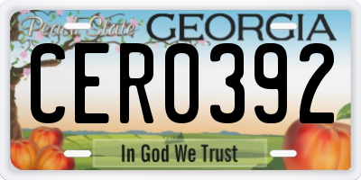GA license plate CER0392