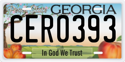GA license plate CER0393
