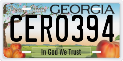 GA license plate CER0394