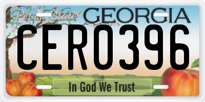 GA license plate CER0396
