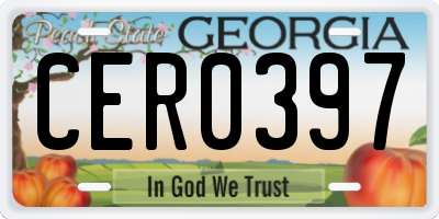 GA license plate CER0397