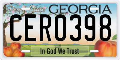 GA license plate CER0398