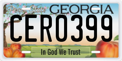 GA license plate CER0399