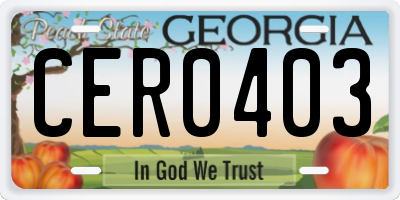 GA license plate CER0403