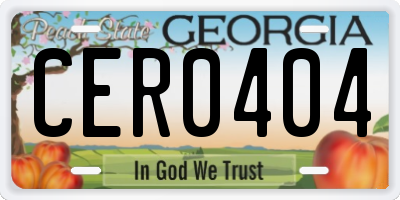 GA license plate CER0404