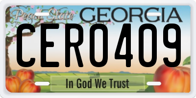 GA license plate CER0409