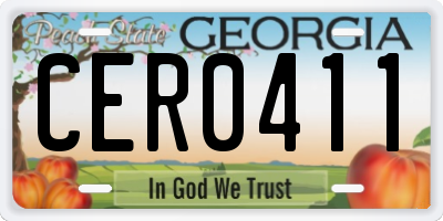 GA license plate CER0411