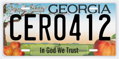 GA license plate CER0412