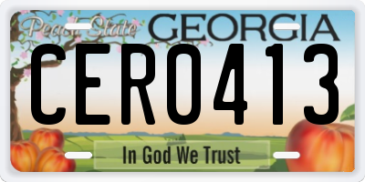 GA license plate CER0413