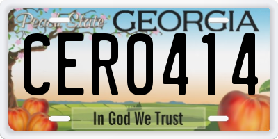 GA license plate CER0414