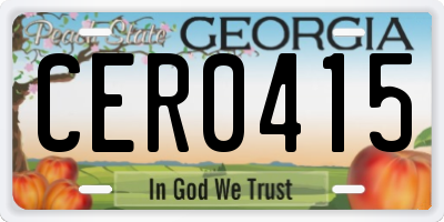 GA license plate CER0415