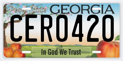 GA license plate CER0420