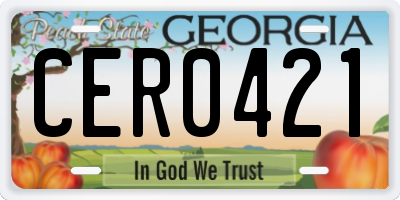 GA license plate CER0421
