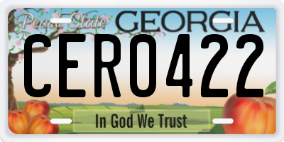 GA license plate CER0422