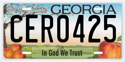 GA license plate CER0425