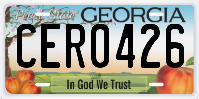 GA license plate CER0426
