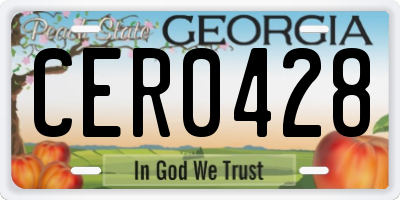 GA license plate CER0428