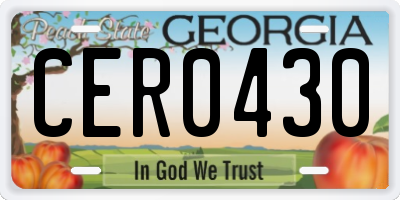 GA license plate CER0430