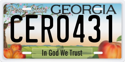 GA license plate CER0431