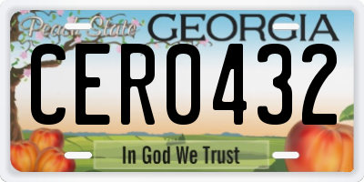 GA license plate CER0432