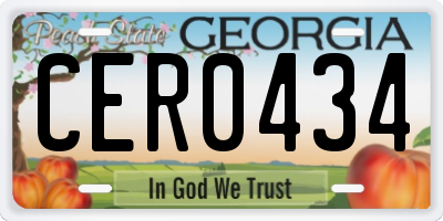 GA license plate CER0434
