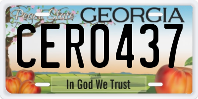 GA license plate CER0437
