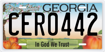 GA license plate CER0442