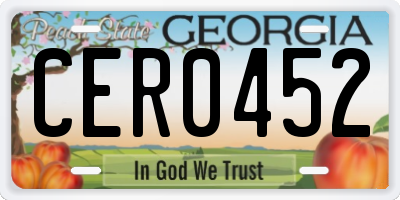 GA license plate CER0452