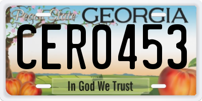 GA license plate CER0453