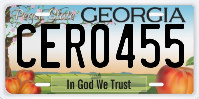 GA license plate CER0455