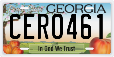 GA license plate CER0461