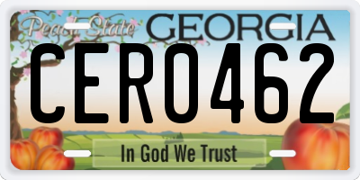 GA license plate CER0462