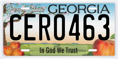 GA license plate CER0463
