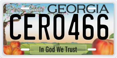 GA license plate CER0466