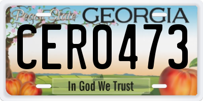 GA license plate CER0473